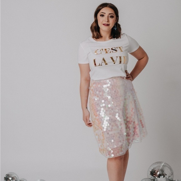 Eva Franco sold at Anthropology adorable pink chunky sequin skirt Brand NEW! - Picture 1 of 12